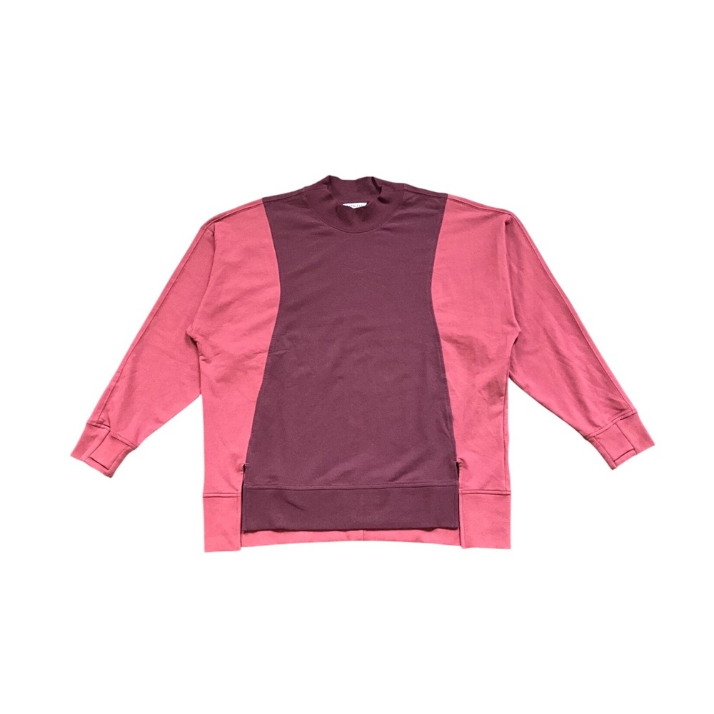 Athleta Womens Colorblock Pullover Top Thumbholes Relaxed Fit Athleisure Size XL